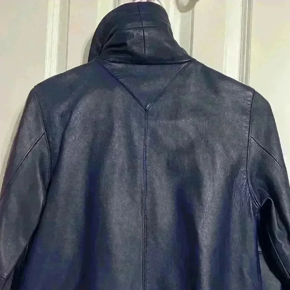Chico’s genuine leather jacket coat blue leather soft size 0 small/medium - Picture 7 of 11